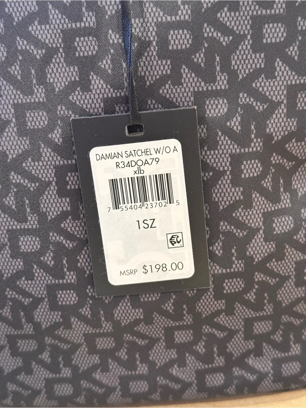 DKNY Monogram Crossbody Satchel Bag with Dual Front Pockets
